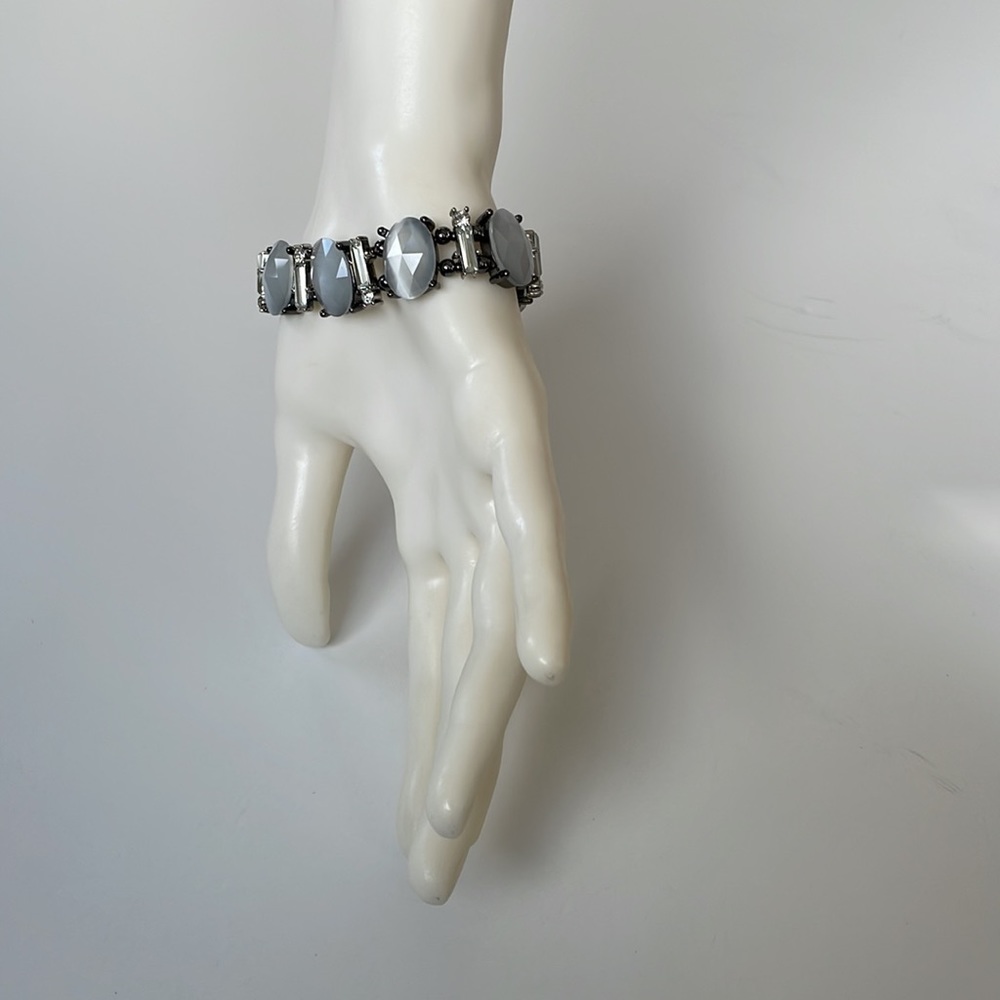 WHBM Smoky Grey Stone/Rhinestone Bars Bracelet - Picture 4 of 11
